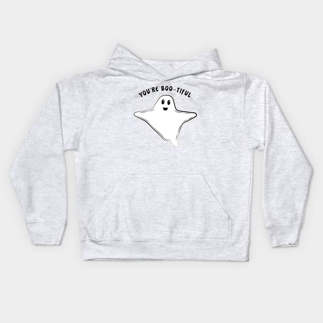 Funny Ghost Pun - You're Boo-tiful Kids Hoodie by DesignWood Atelier
